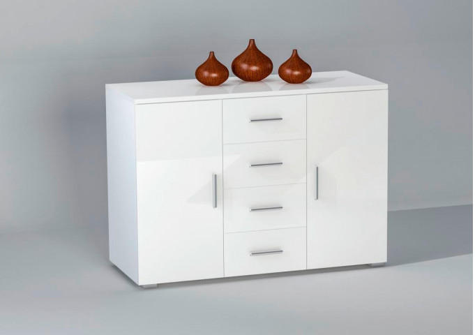 Kommode Pedro weiß/weiß Hochglanz ca. 120 cm