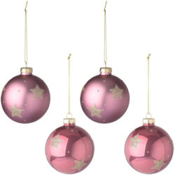 4 Baumkugeln mit Glitzersternen