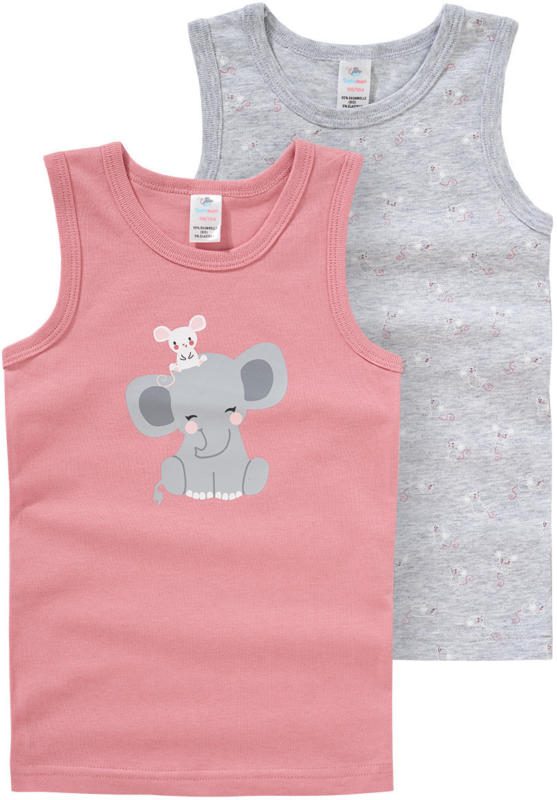 2 Baby Unterhemden mit Elefanten-Print