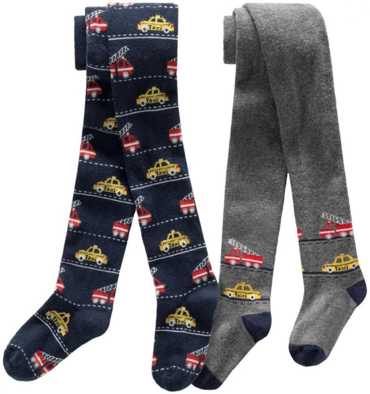 2 Jungen Strumpfhosen mit Auto-Motiven