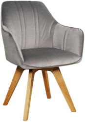 Stuhl In Holz, Textil Grau, Eichefarben