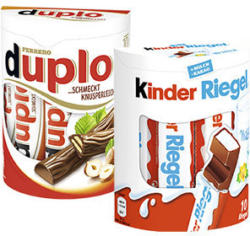 Ferrero Duplo oder Kinder Riegel 10er, jede 182/210-g-Packung