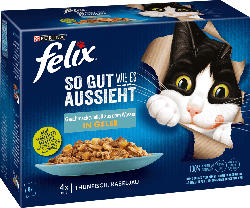 Felix Nassfutter für Katzen, Adult, Multipack, Geschmacksvielfalt aus dem Wasser