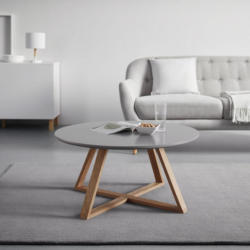 COUCHTISCH in grau Ø80 cm 'Mattia'