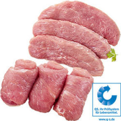 Frische Schweinerouladen oder Schweinesteaks aus dem Schinken, natur oder mariniert, je 1 kg