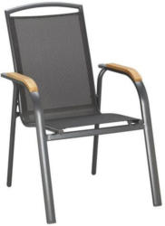 Stapelsessel in Holz, Metall, Textil Anthrazit, Schwarz