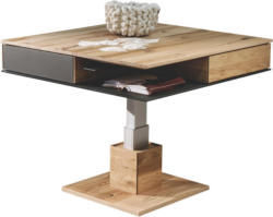 Couchtisch In Holz, Glas 90/90/38,5-74,5 Cm