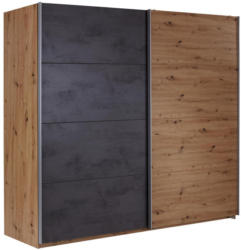 Schwebetürenschrank 271cm Moon, Eiche/ Betonoxid Dekor