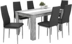 7-teilige Tischgruppe Mareike Beton Optik/ grau