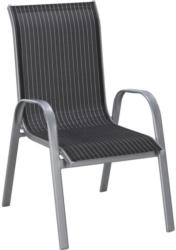 Stapelsessel In Metall, Textil Schwarz, Silberfarben, Weiß