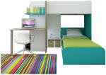 Letto a castello PALATINO 90x190cm quercia, turchese