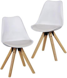 Schalenstuhl Lima Weiß Beine Echtholz 2er-Set