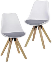 Schalenstuhl Lima Weiß Beine Echtholz 2er-Set
