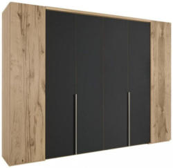 Falttürenschrank In Furniert, Mehrschichtige Massivholzplatte (Tischlerplatte) Eiche Anthrazit, Eichefarben