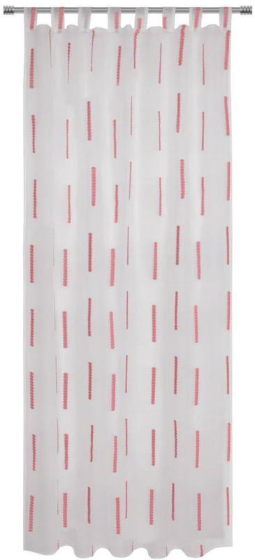 Vorhang mit Schlaufen und Band Alexa B: 140cm, Rosa/Weiß