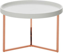 Couchtisch mit Abnehmbarer Echtholzplatte, Weiß/Kupfer