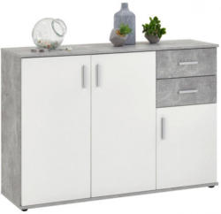 Kommode Beton Optik/weiß 121cm