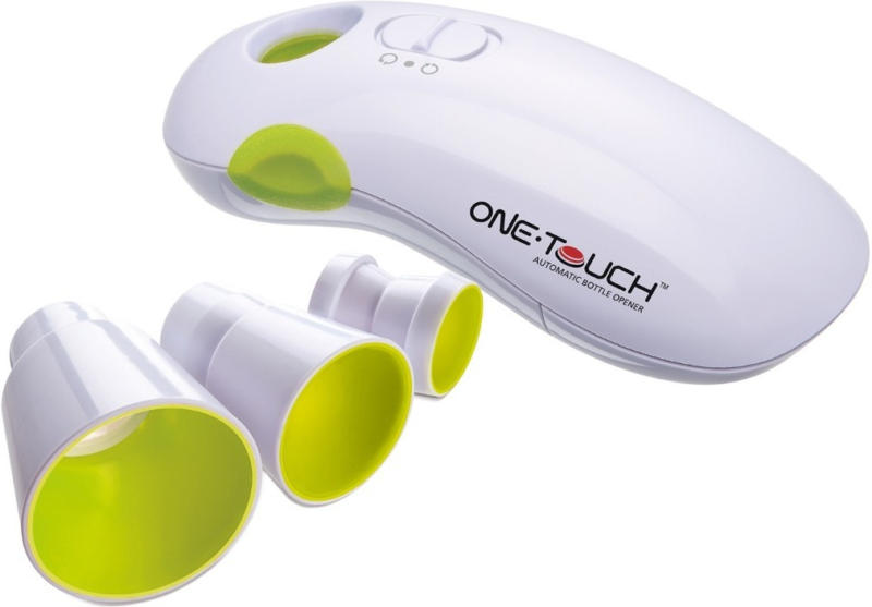 One Touch Flaschenöffner mit 3 Aufsätzen -
