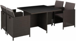 Gartengarnitur In Rattan Optik 5-teilig Diana, Grau/ Schwarz Grau, Schwarz