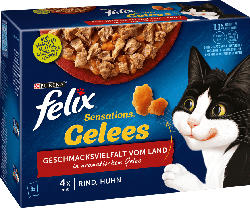 Felix Nassfutter für Katzen, Adult, Multipack, Sensations Gelees Geschmacksvielfalt vom Land