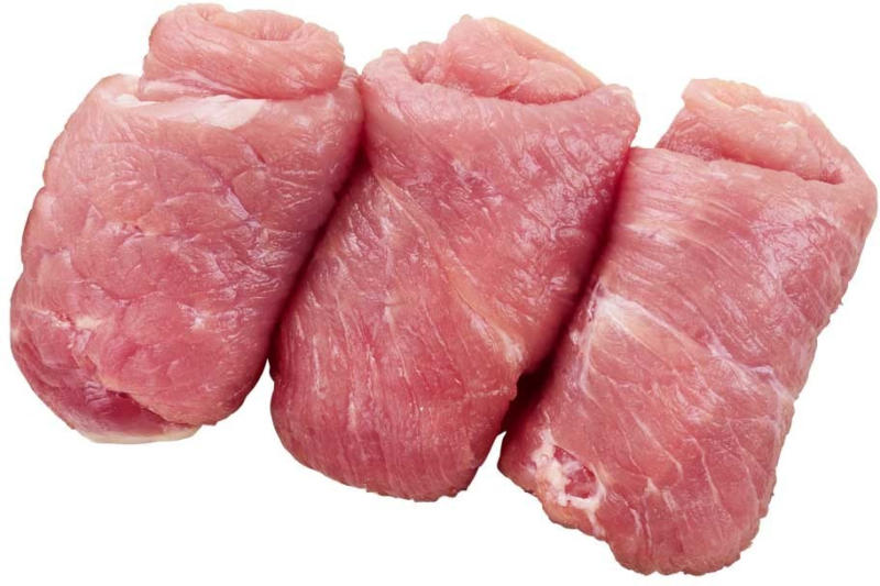 Frische Schweinerouladen oder Schweinesteaks aus dem Schinken, natur, je 1 kg