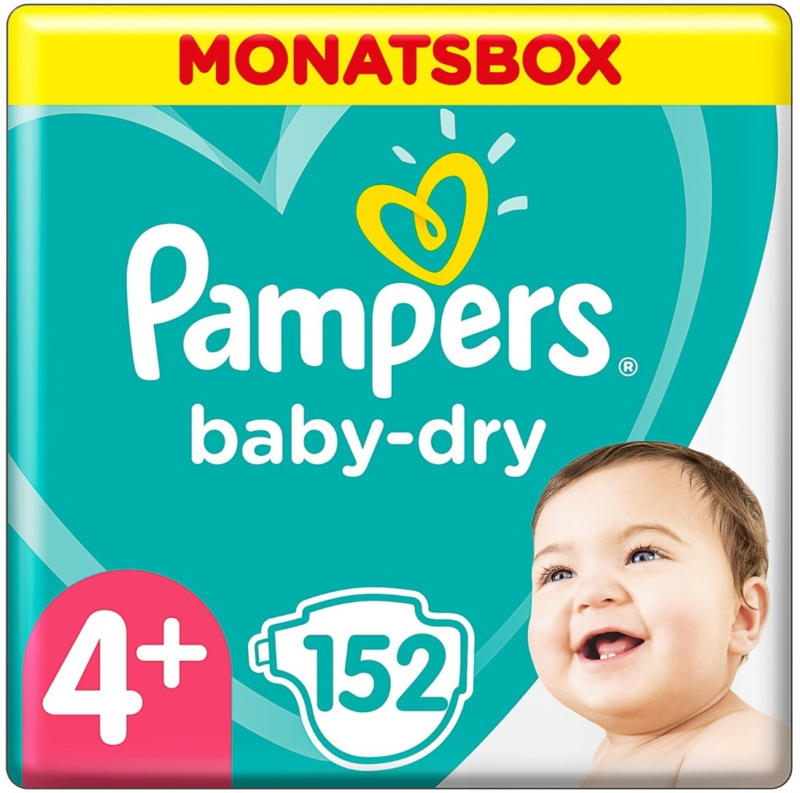 Pampers Baby Dry Gr. 4+, 10-15 kg, Monatsbox, 152 Windeln -