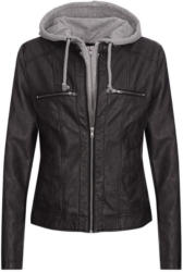 Damen Lederimitatjacke mit Sweatkapuze