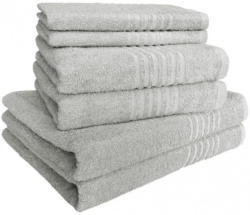 6-teiliges Frottierset 2 Gästetücher, 2 Handtücher, 2 Duschtücher silber