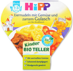 Hipp Eiernudeln mit Gemüse und zartem Gulasch