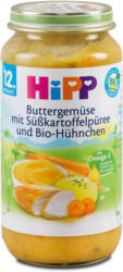 Hipp Menü Buttergemüse, Süßkartoffelpüree und Bio-Hühnchen
