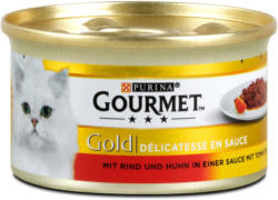 Gourmet Gold Delikatesse in Sauce Katzenfutter mit Rind & Huhn