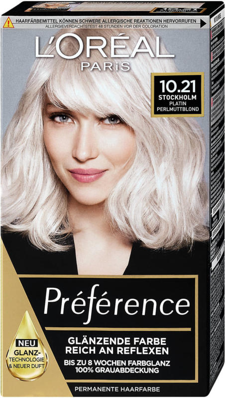 L'Oréal Préférence Permanente Haarfarbe - Nr. 10.21 Stockholm Platin Perlmuttblond