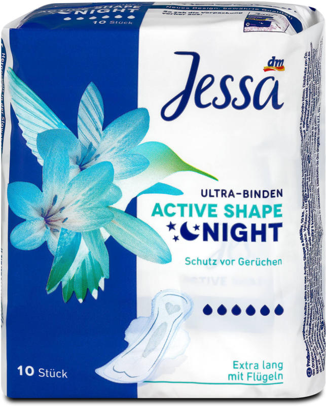 Jessa Ultra-Binde Active Shape Night Extra Lang mit Flügeln