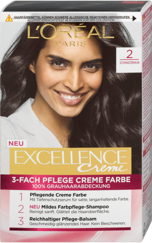 L'Oréal Paris Excellence Creme 3-Fach Pflege Creme Farbe - Nr. 2 Schwarzbraun