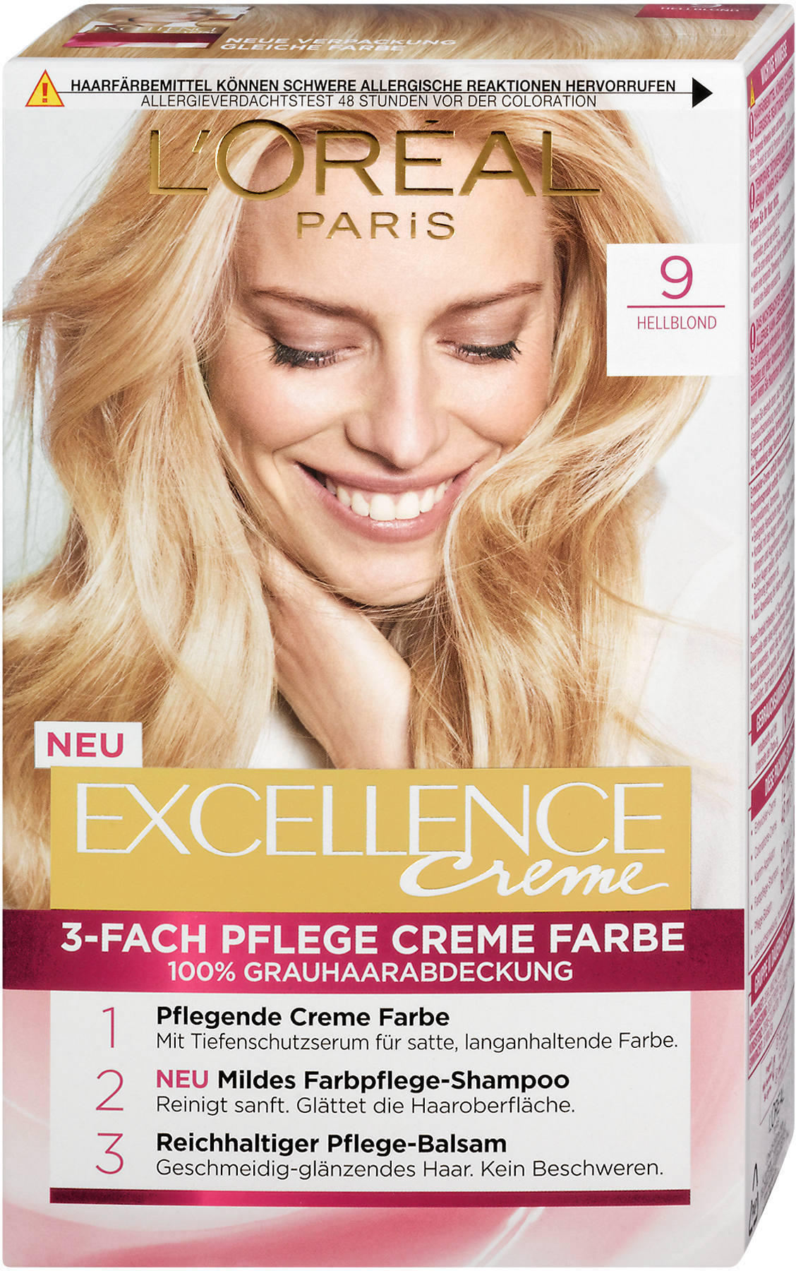 L Oreal Paris Excellence Creme 3 Fach Pflege Creme Farbe Nr 9 Hellblond Nur 8 95 Dm Angebot Wogibtswas At