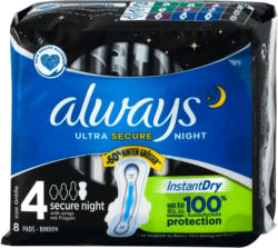 always Ultra Secure Night Binden mit Flügeln