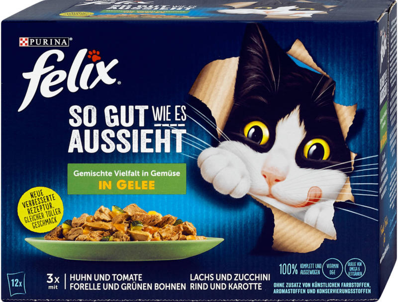 felix So gut wie es aussieht Katzenfutter Gemischte Vielfalt & Gemüse in Gelee