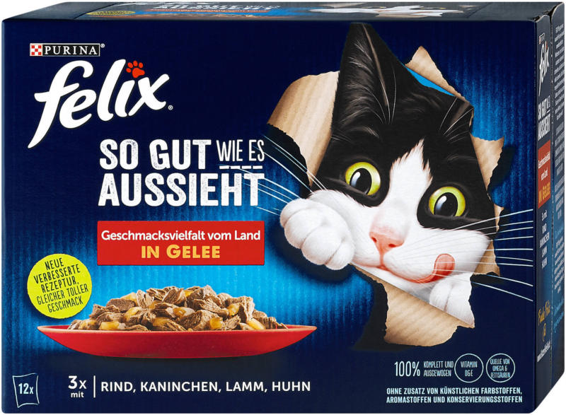 felix So gut wie es aussieht Katzenfutter Fleischauswahl in Gelee