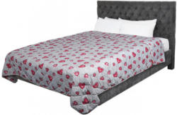 Tagesdecke Herzen hellgrau/rot 220 x 240 cm