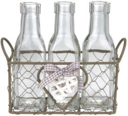 Glasvasen-Set im Drahtkorb