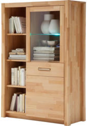 Highboard Echtholz Massiv mit Glaselement B 98cm Fenja Buche