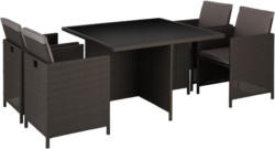 Gartengarnitur In Rattan Optik 5-Teilig Diana, Grau/ Schwarz