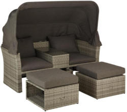 Loungesofa mit Hocker 3-Teilig Madeira, Braun/Grau