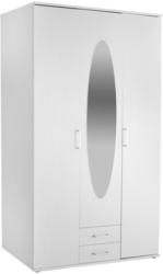 Drehtürenschrank mit Spiegel 120cm Paul, Weiß Dekor