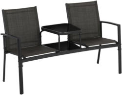 Balkonset mit Glasplatte 146/60cm Olivia, Grau/Schwarz