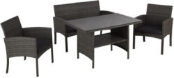 Loungegarnitur mit Glasplatte 4-teilig Palermo, Grau