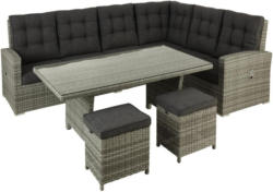 Loungegarnitur mit Glasplatte 5-Teilig Savannah, Grau