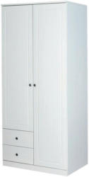 Drehtürenschrank Massiv mit Laden 93cm Marieka, Weiß