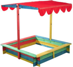Sandkasten Massiv mit Überdachung 117x117cm, Tanne