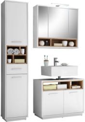 Badmöbel-Set 3-Tlg. inkl. Led Milano B: 138 cm, Weiß+eiche